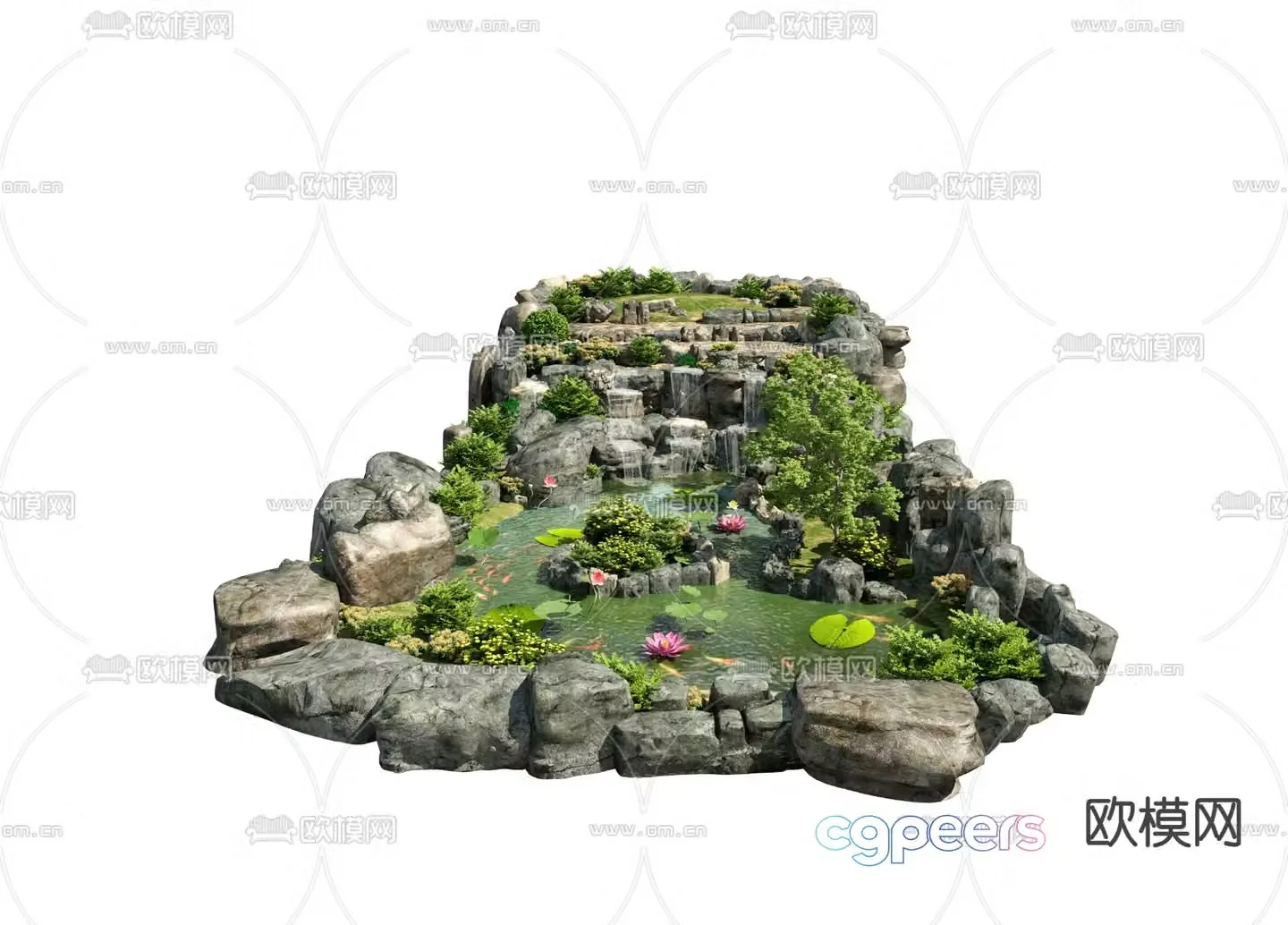 Rockery waterscape rock landscape 3d model