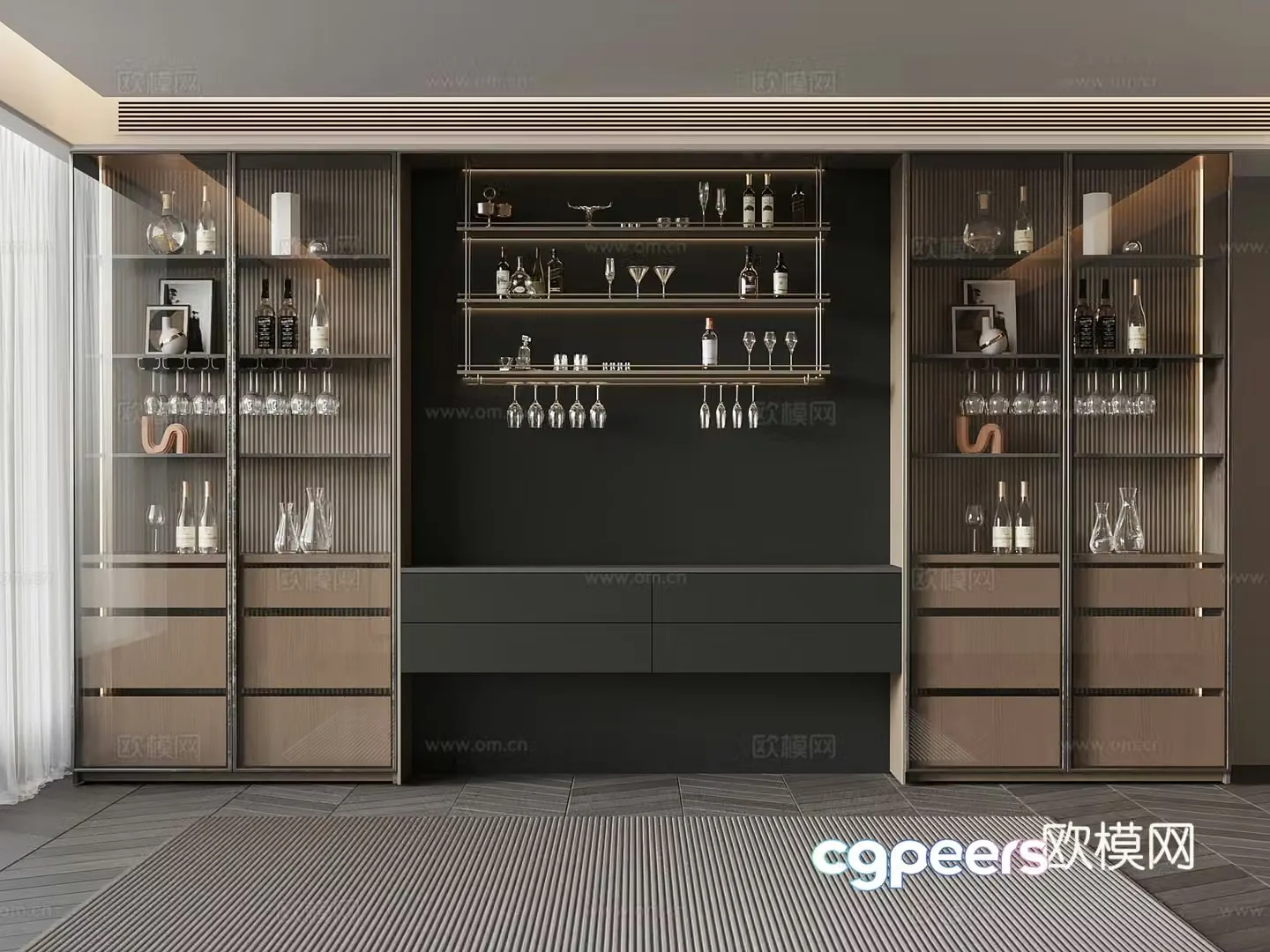 Wine cabinet modern wine cabinet wine rack 3d model