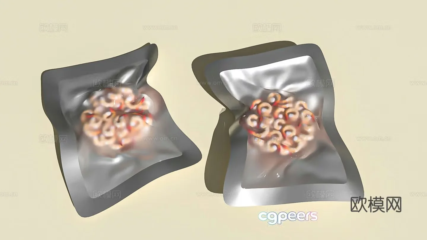 Shrimp vacuum packaging crayfish food fresh 3D model