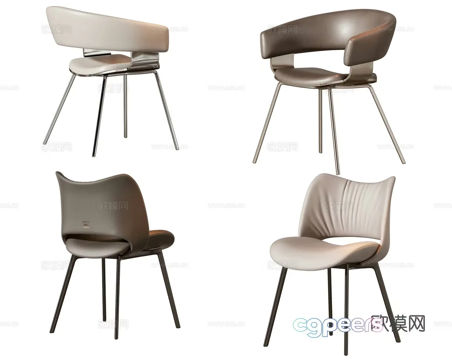 Modern single chair dining chair 3d model