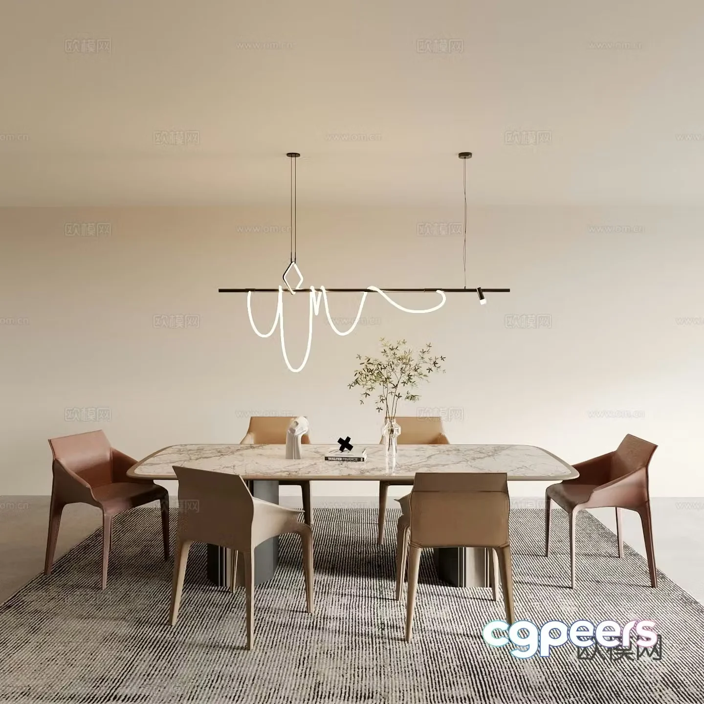 Italian dining table and chairs 3d model