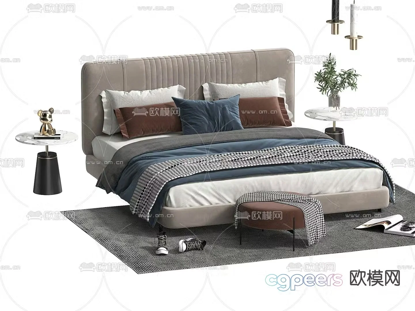 Modern double bed 3d model