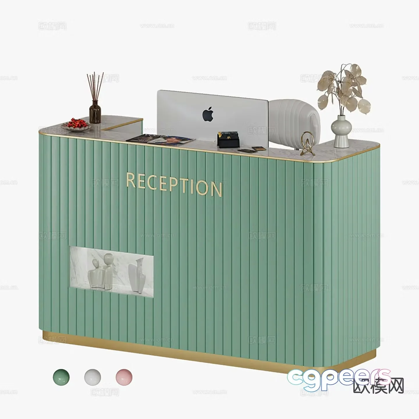 Modern front desk reception desk 3d model