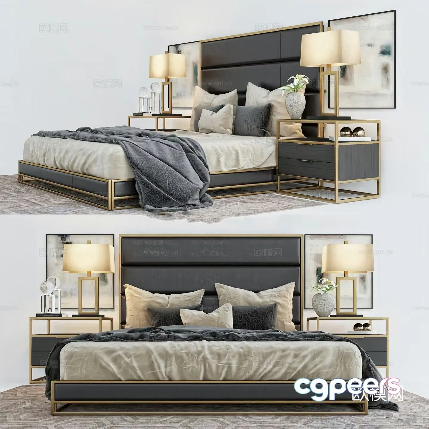 Postmodern double bed 3d model