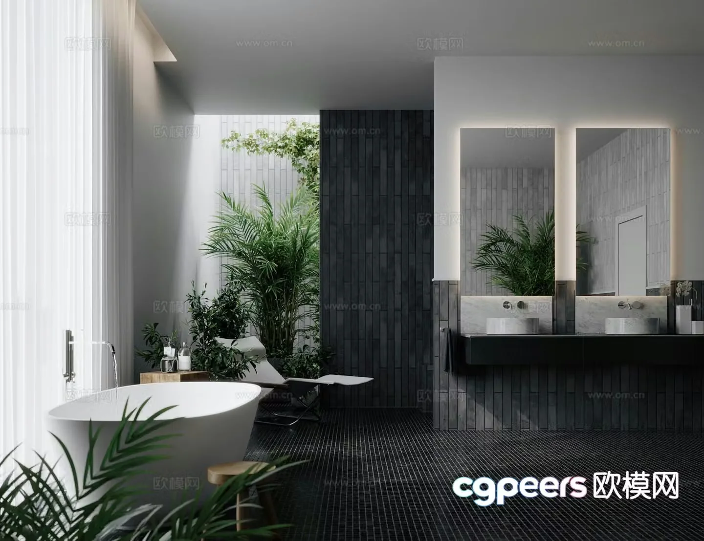 Modern villa bathroom bathroom 3d model
