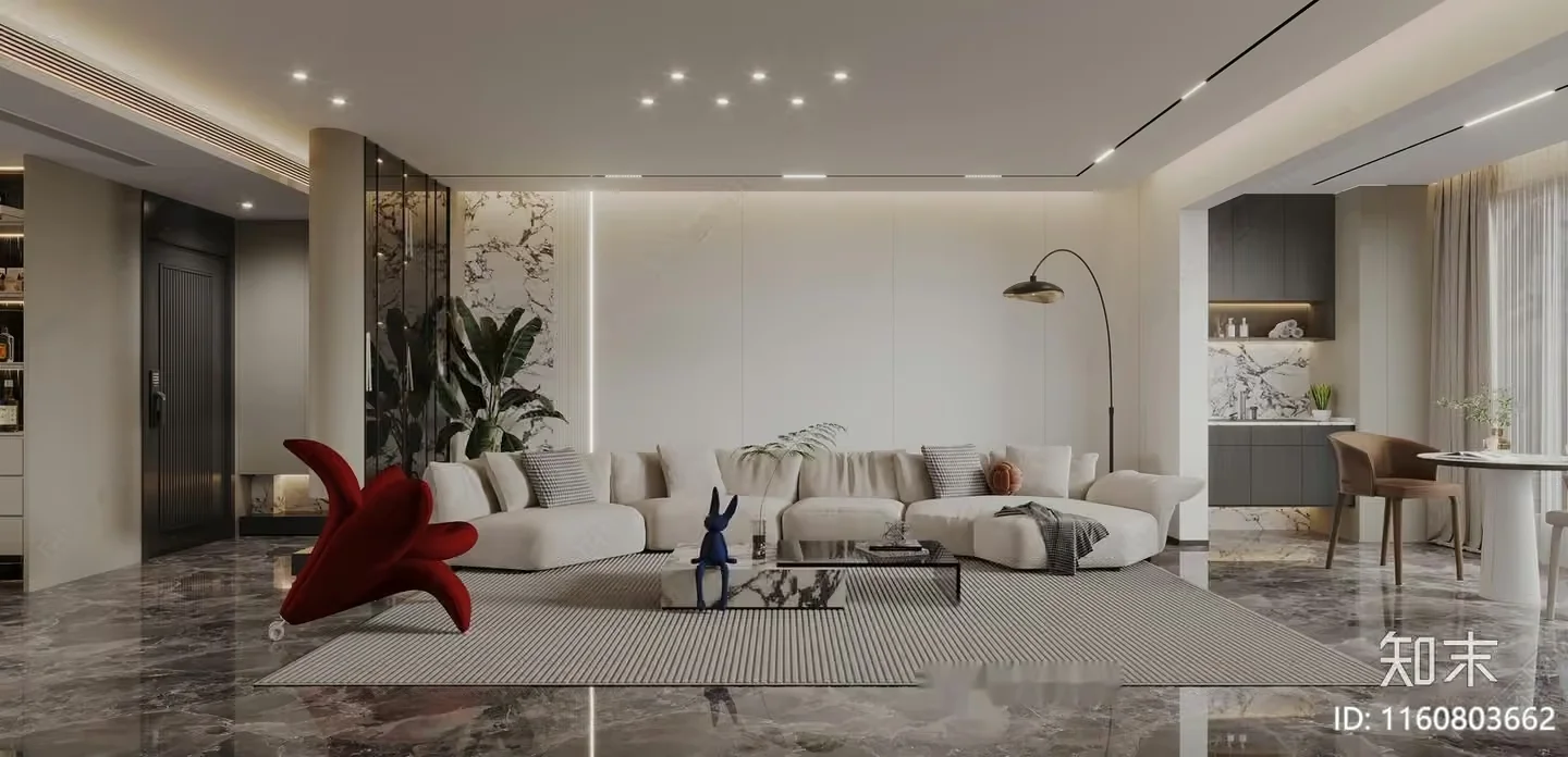 Modern Living Room 3D Model – 13844 – CORONA Render