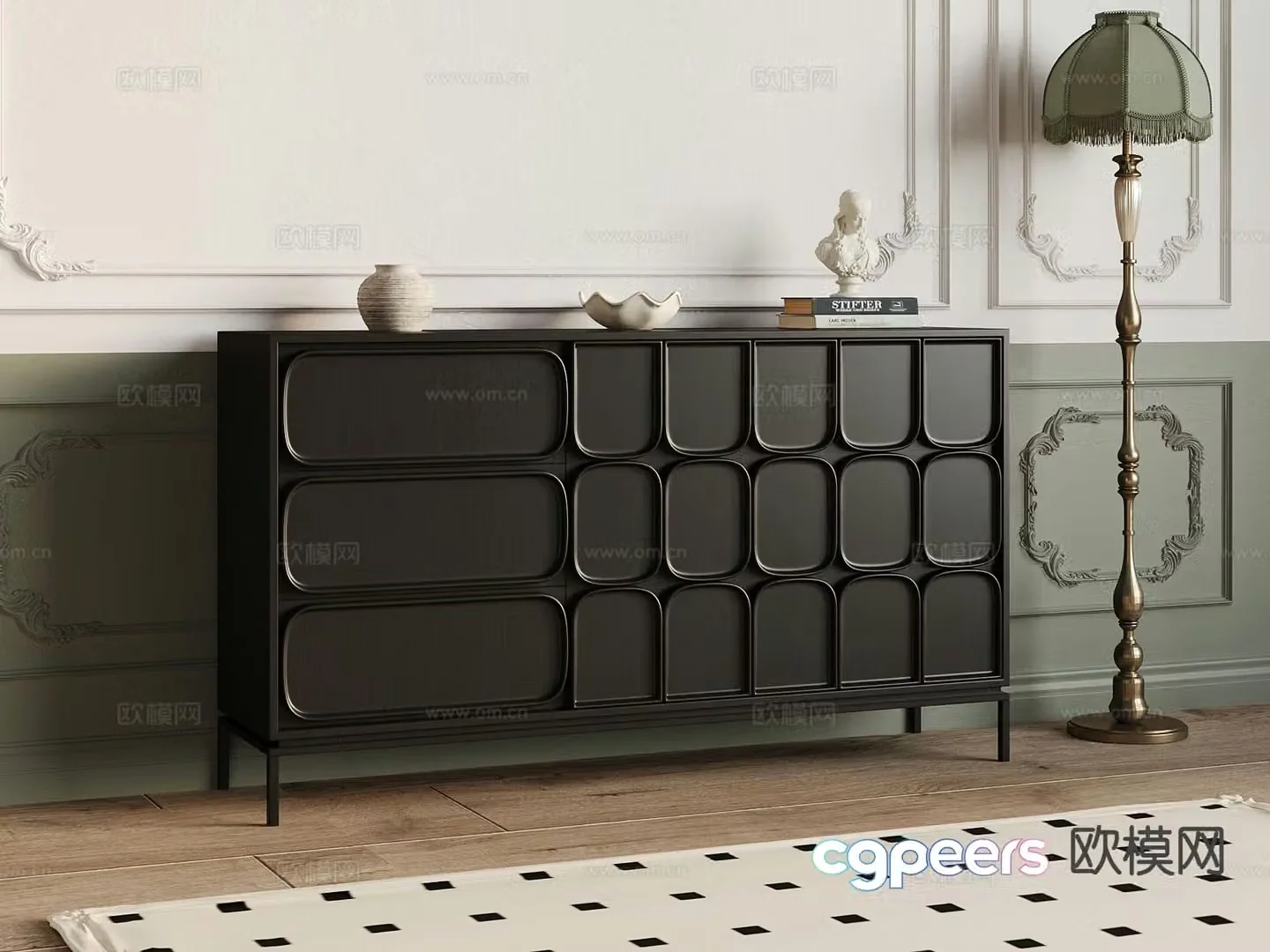 French retro entryway cabinet 3d model