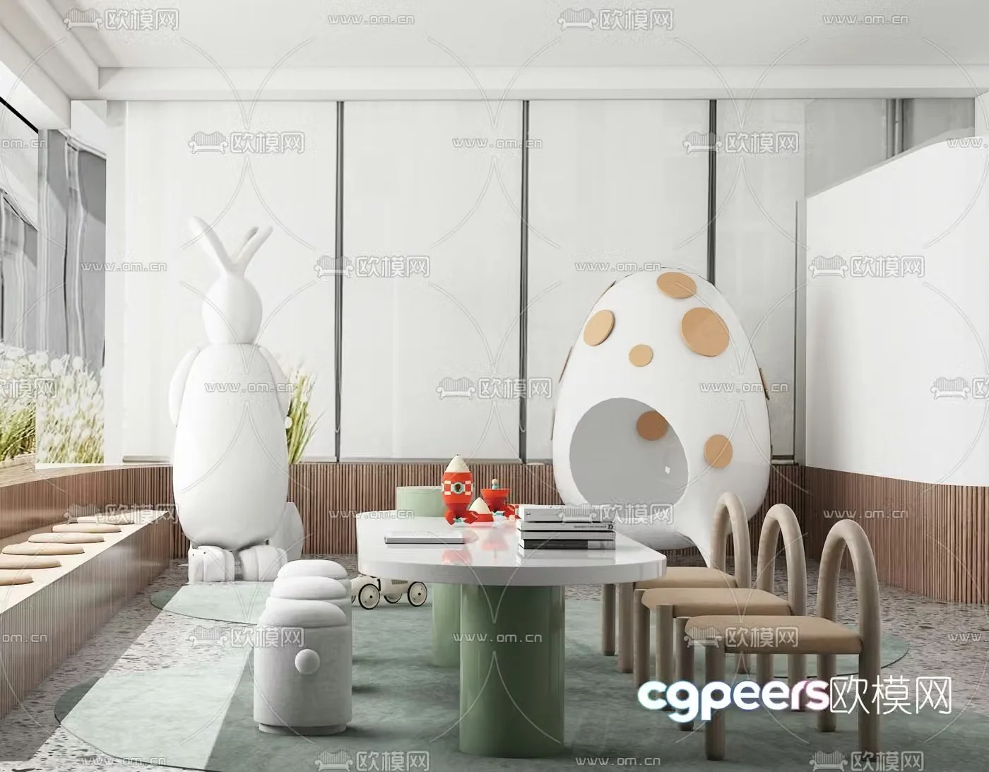 Yuguo Design Modern Children’s Leisure Table and Chair 3D Model