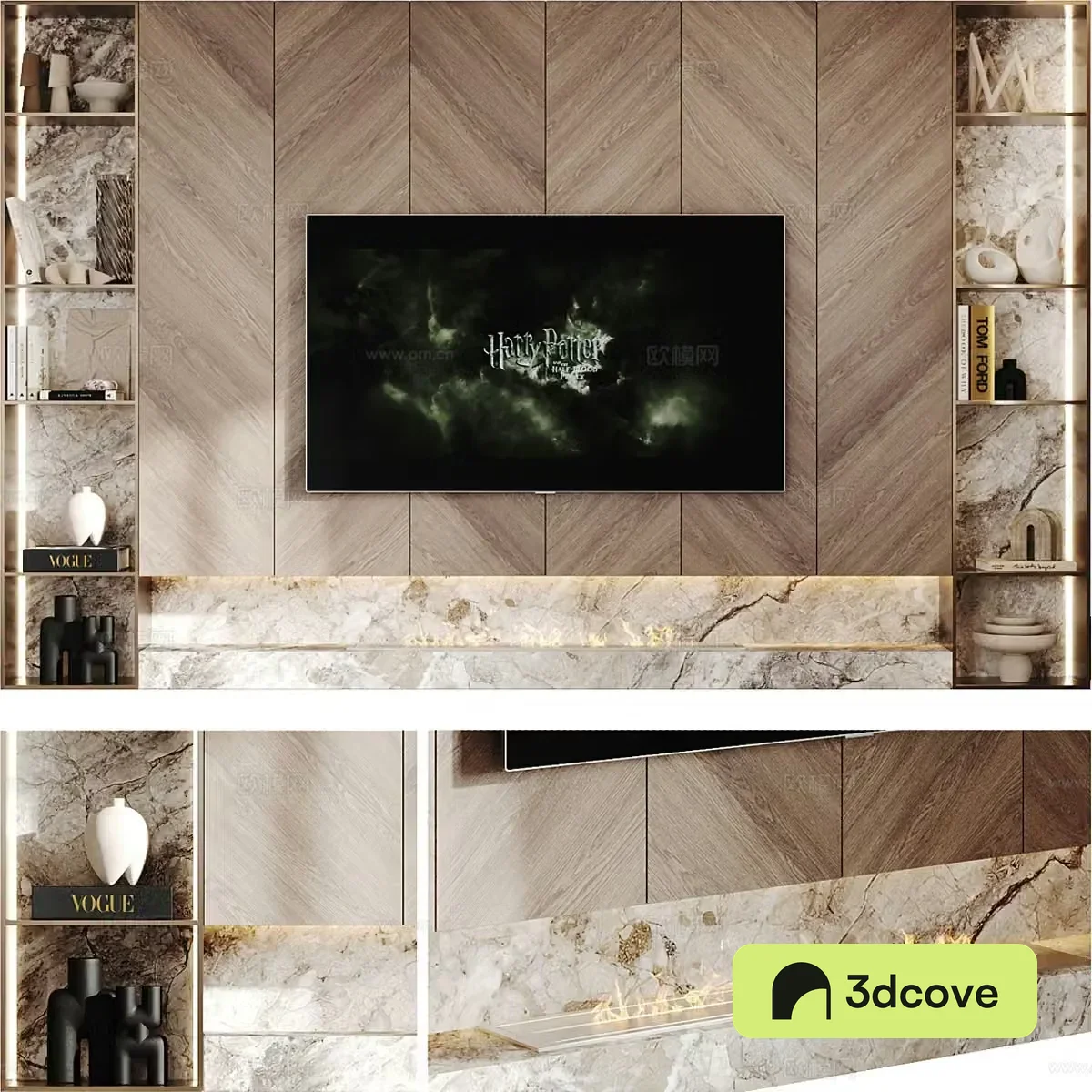 Modern Italian light luxury TV background wall