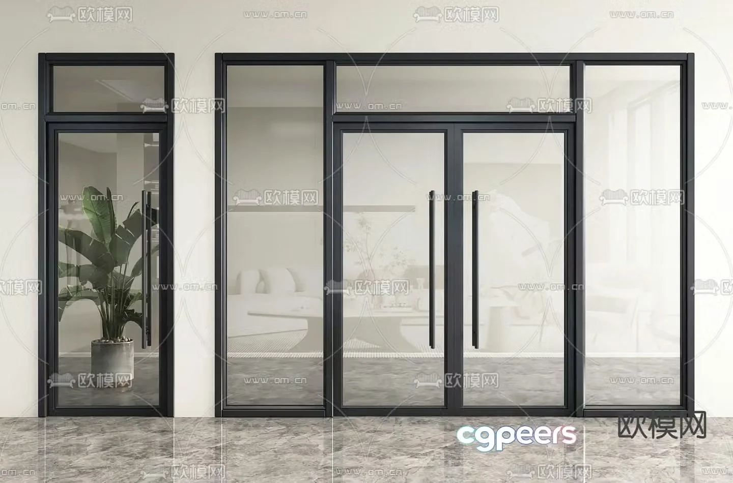 Glass door Shop door 3d model