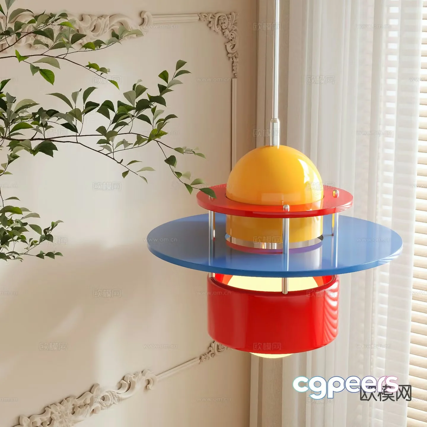Memphis small chandelier 3d model