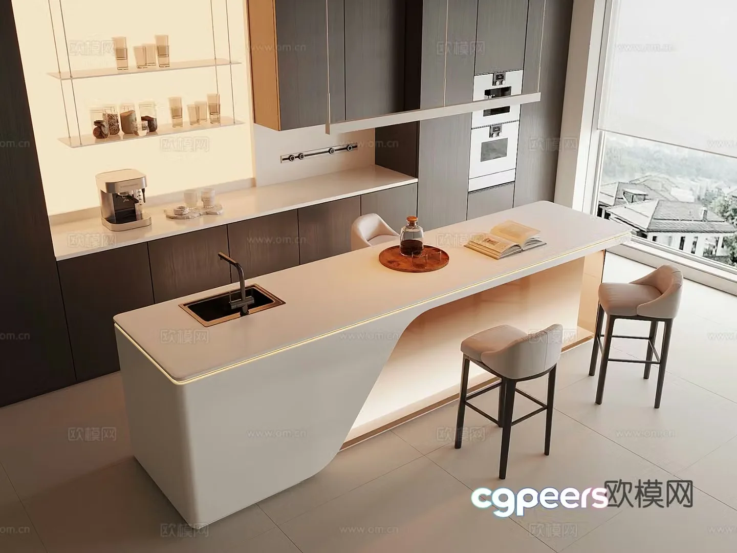 Modern bar island 3d model