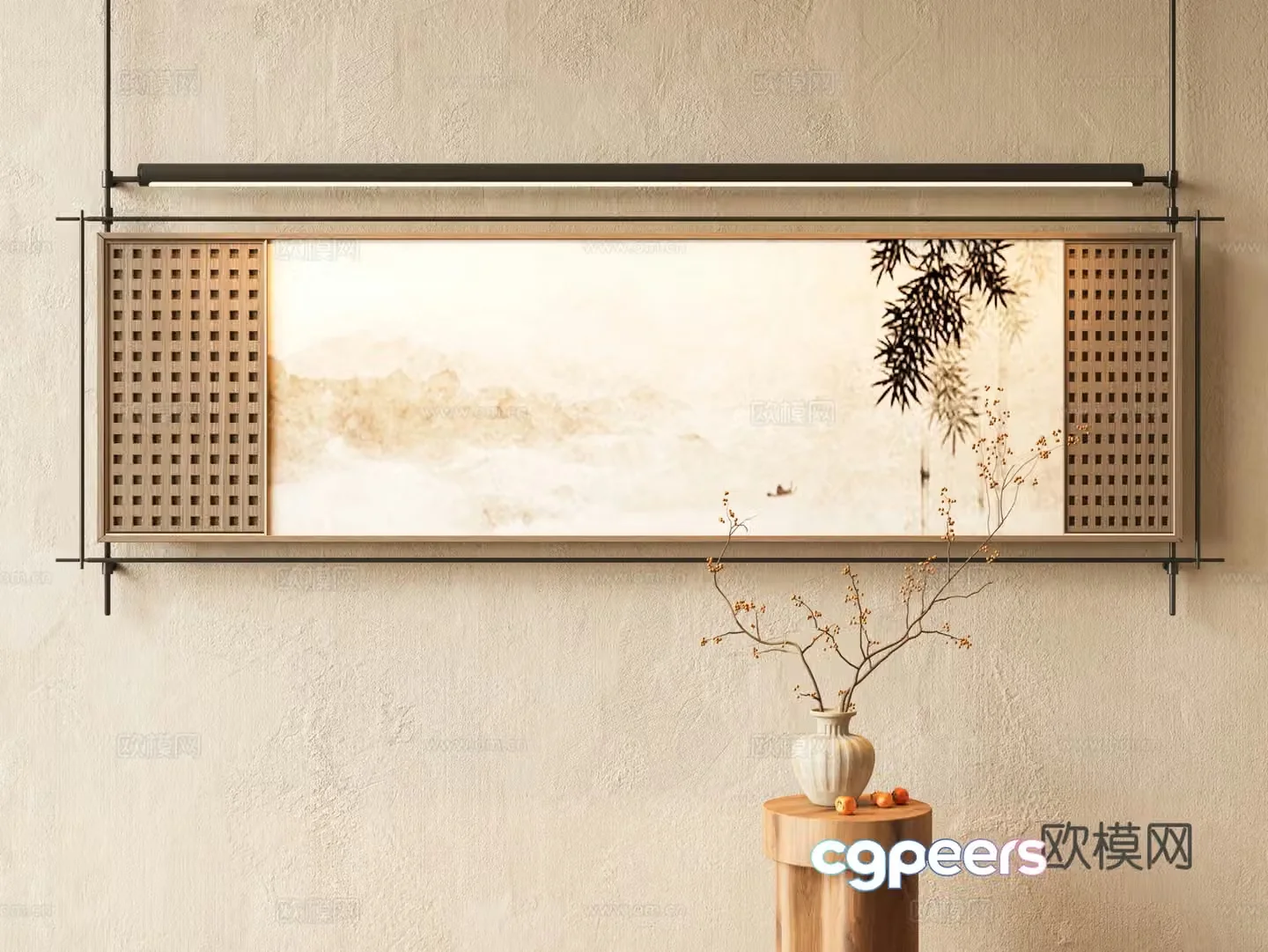 New Chinese style decorative paintings Chinese ancient decorative paintings Waviva decorative paintings high-end paintings tea room decorative paintings 3D model