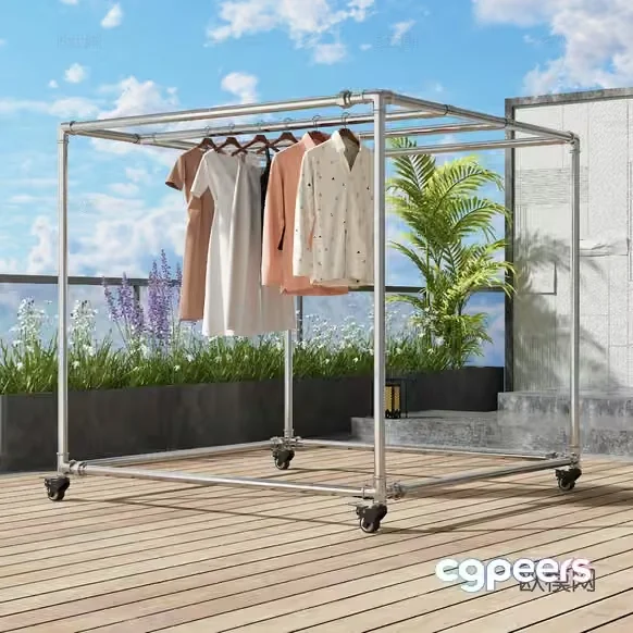 A Clothing Rack 3D Model – 15387 – VRAY Render