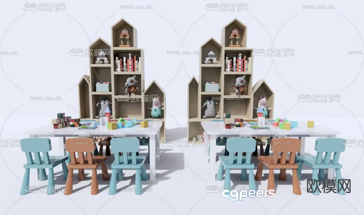 Modern children’s table and chair 3d model