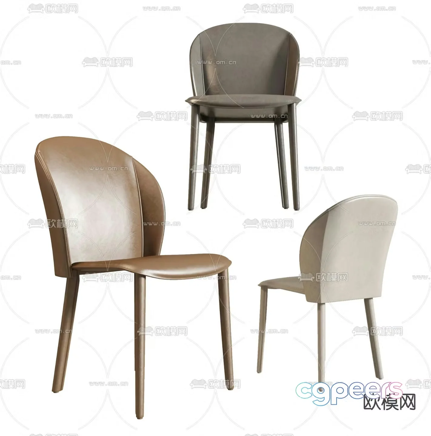 Minotti leather single chair dining chair 3d model