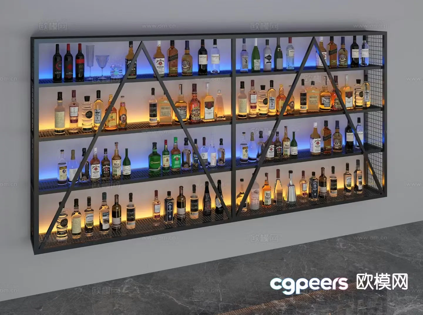 Modern wine cabinet wine rack 3d model