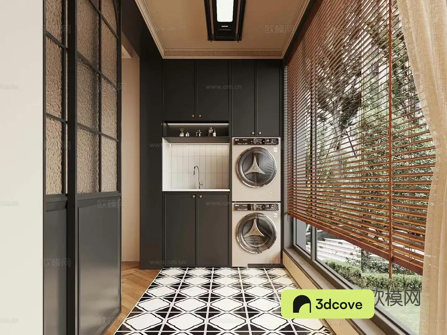 French balcony washing machine cabinet