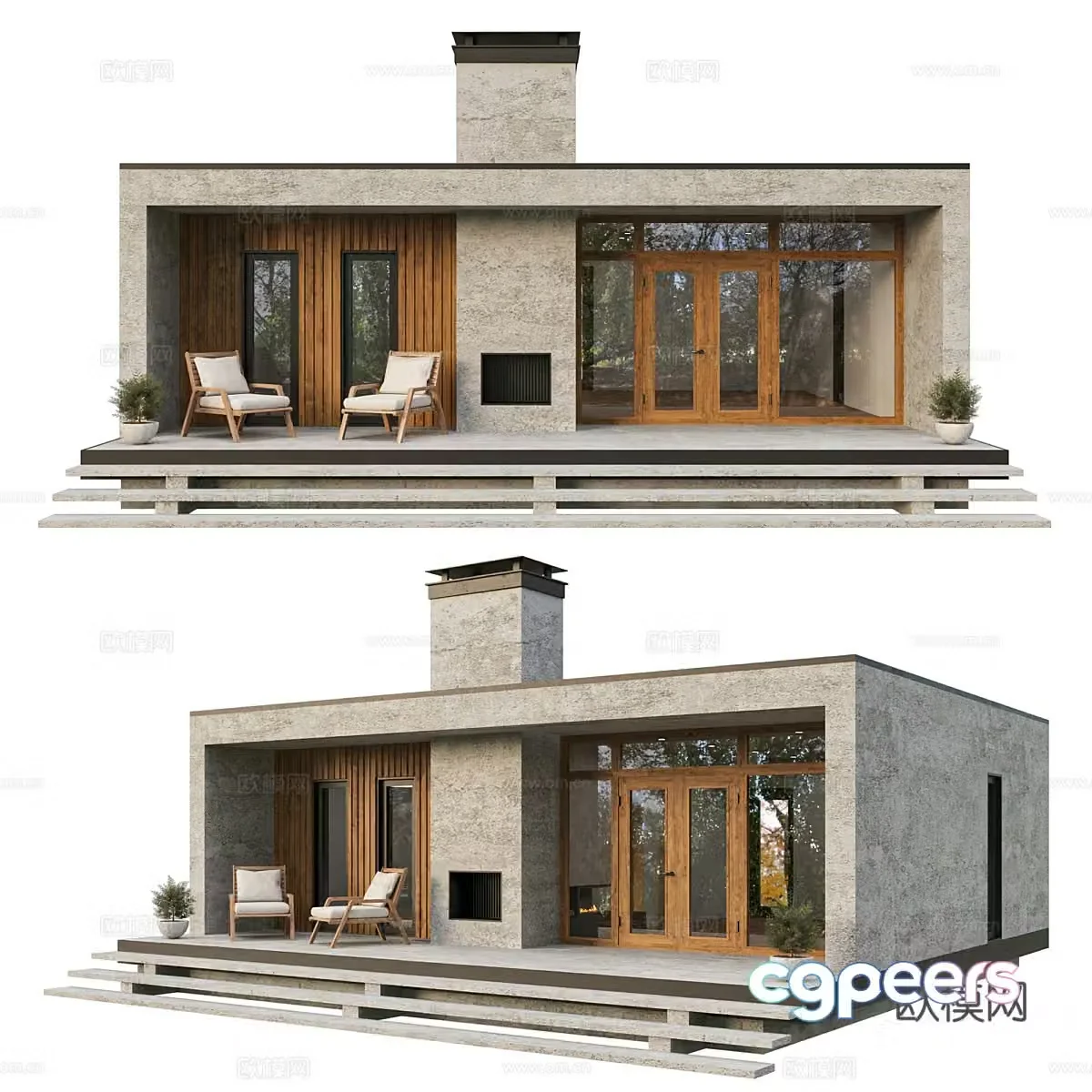 Modern Italian single-family villa 3d model