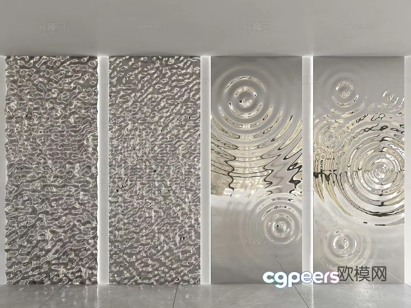 Modern water corrugated wall decoration Water corrugated stainless steel pendant Wall decoration Water corrugated wall decoration Corrugated 3D model