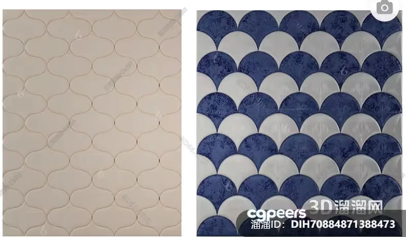 The Image Features A Blue And Gray Fish Scale Pattern 3D Model – 17007 – VRAY Render