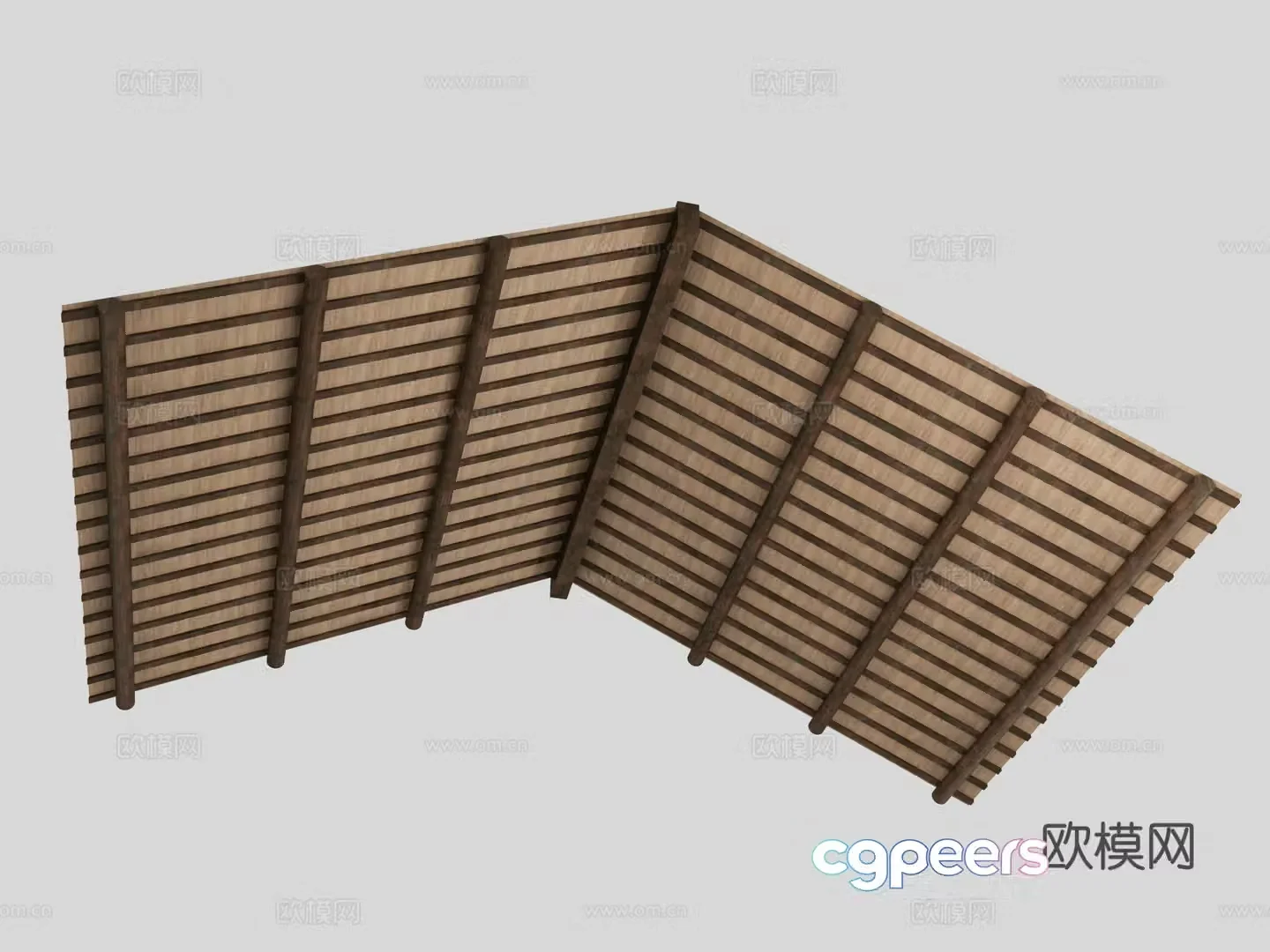 Wabi-sabi wooden beam ceiling 3d model