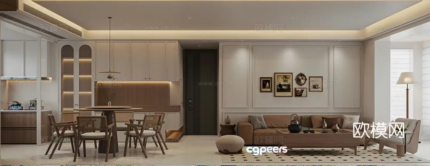 American living and dining room 3D model