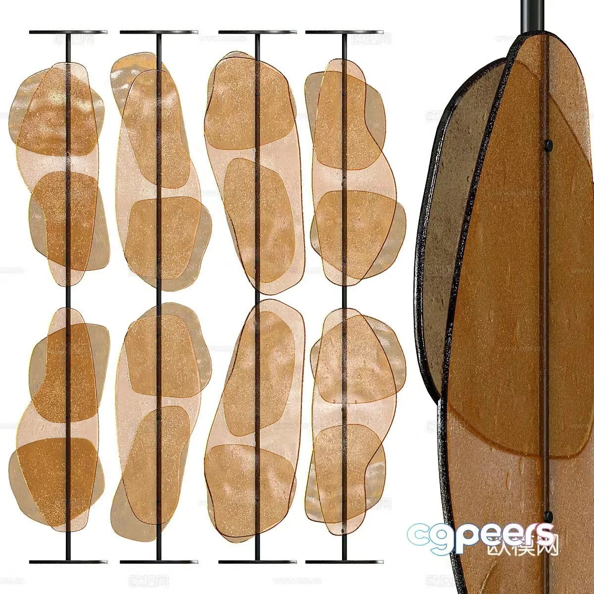 Modern light luxury art glass screen 3d model