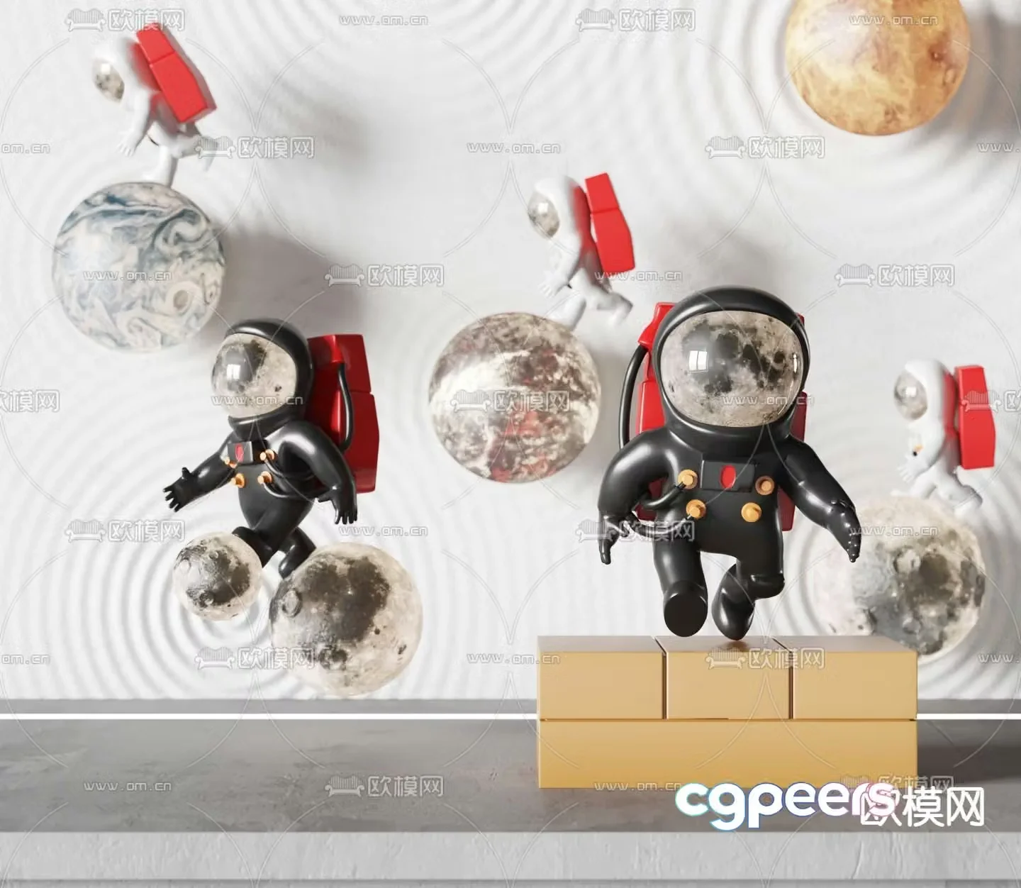Modern astronaut figurine 3D model