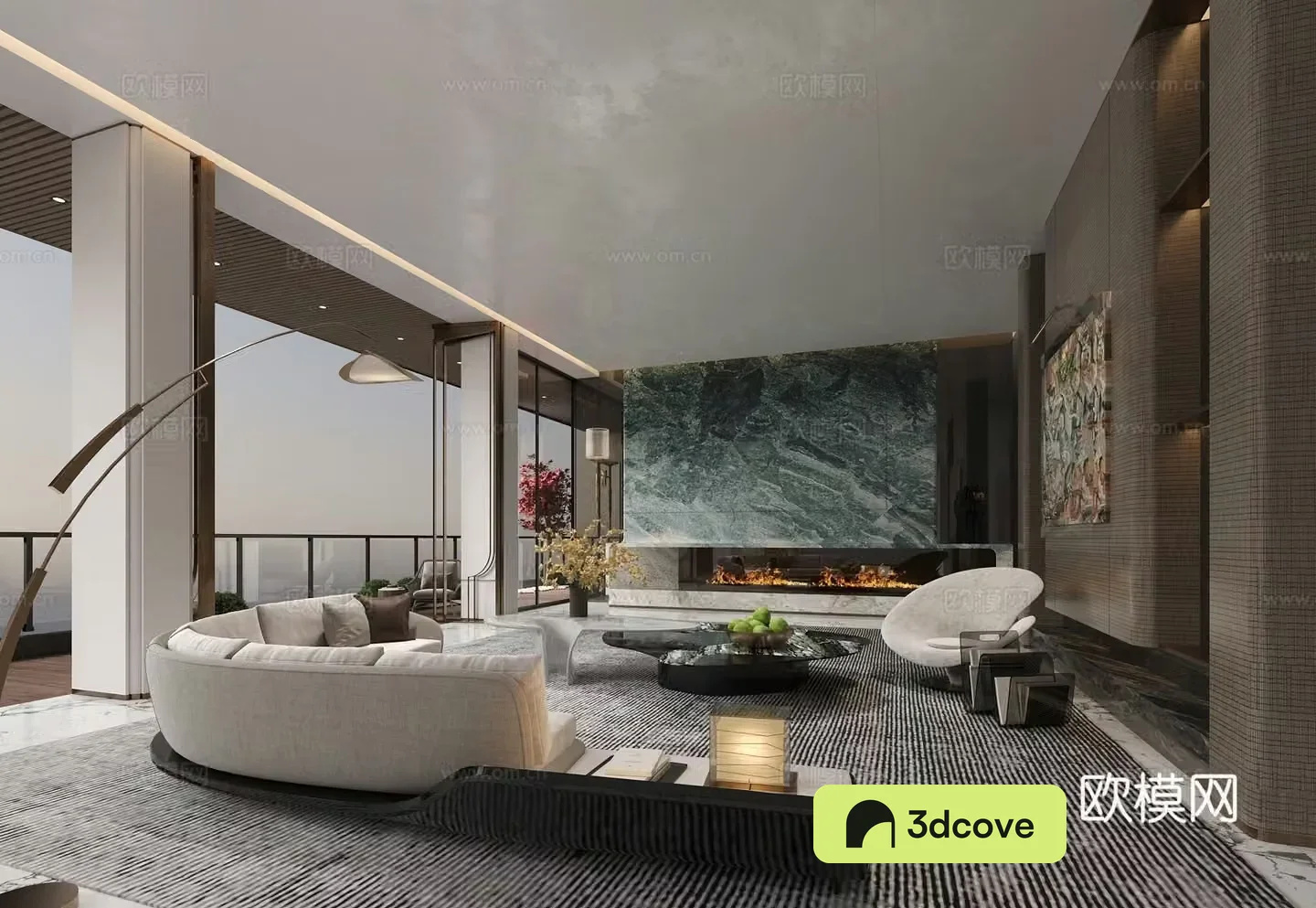 Modern light luxury villa living room