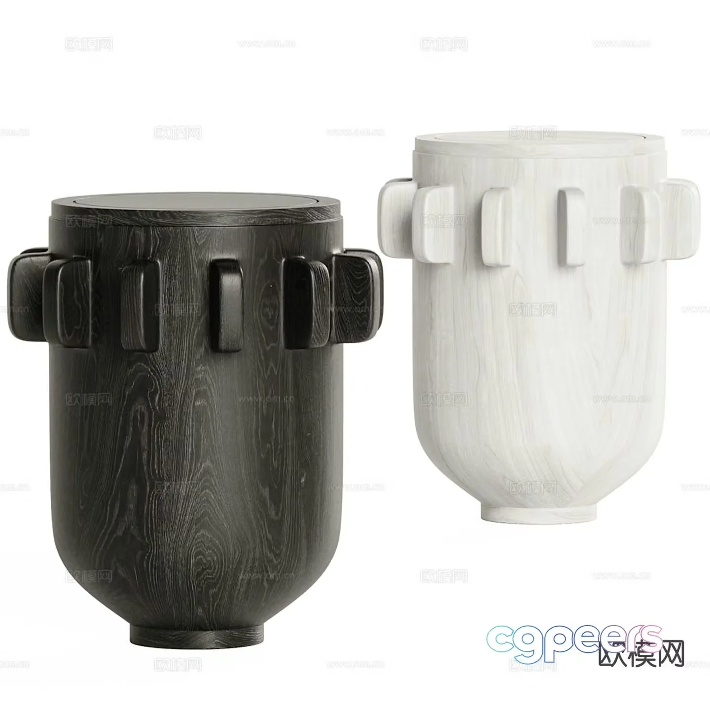 Medieval style round stool low stool 3d model