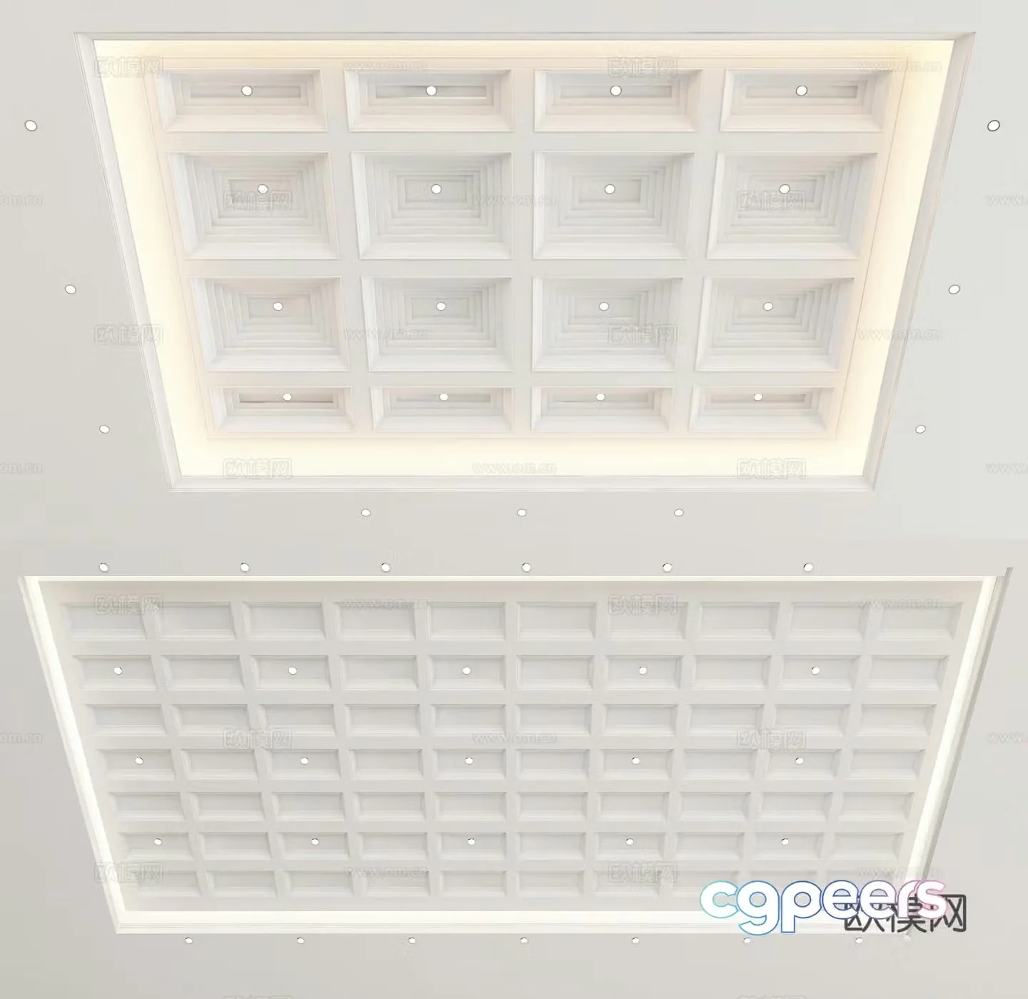 European style suspended ceiling square suspended ceiling modeling ceiling 3d model