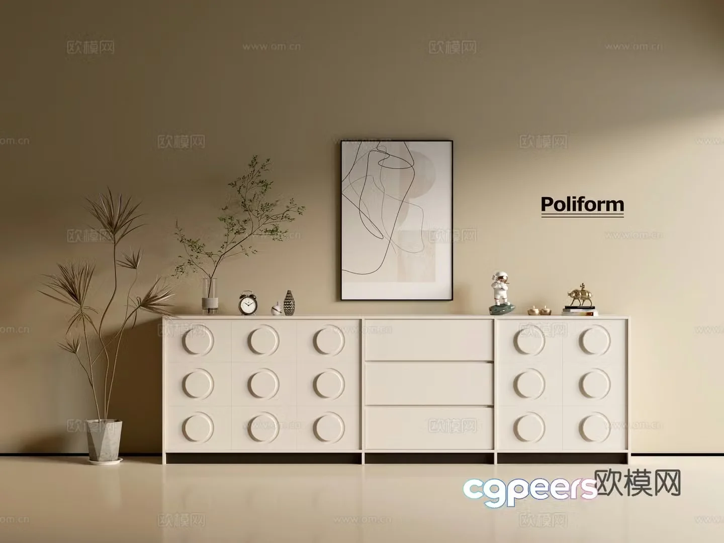 Modern cream wind chest of cabinet ins wind minimalist wind cabinet whole cabinet sideboard balcony cabinet 3d model