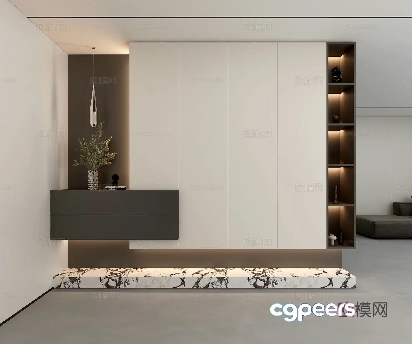 Modern entrance hall entrance decoration cabinet entrance hall shape 3D model