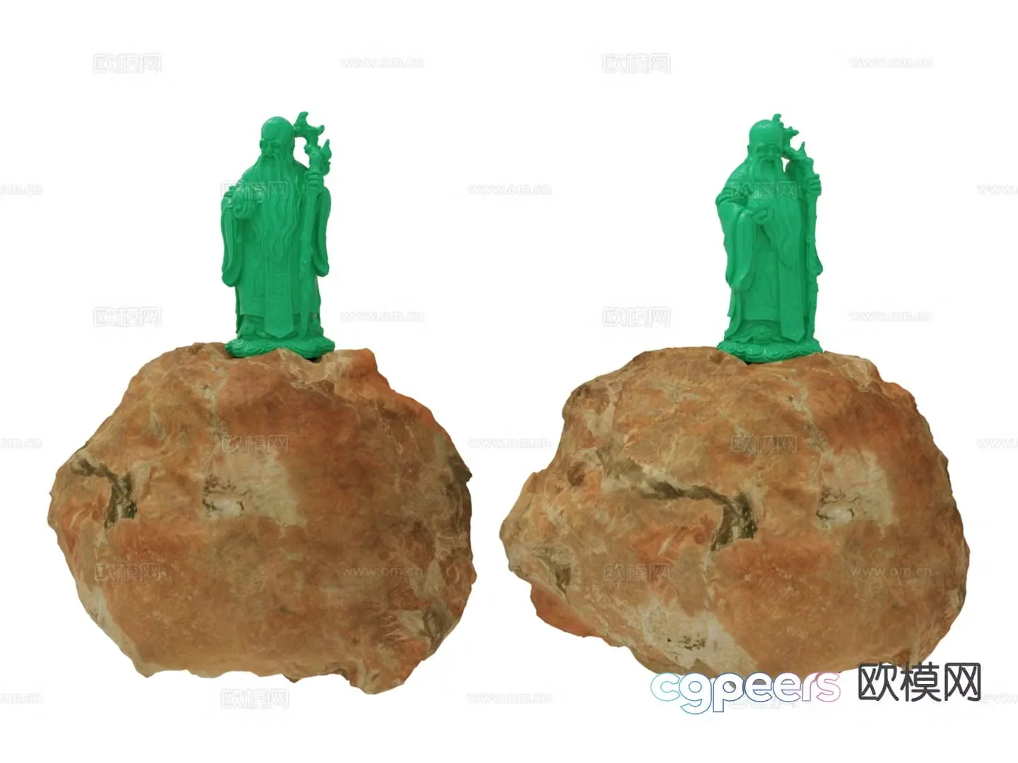 Chinese Fu Lu Shou sculpture fairy ornaments 3D model