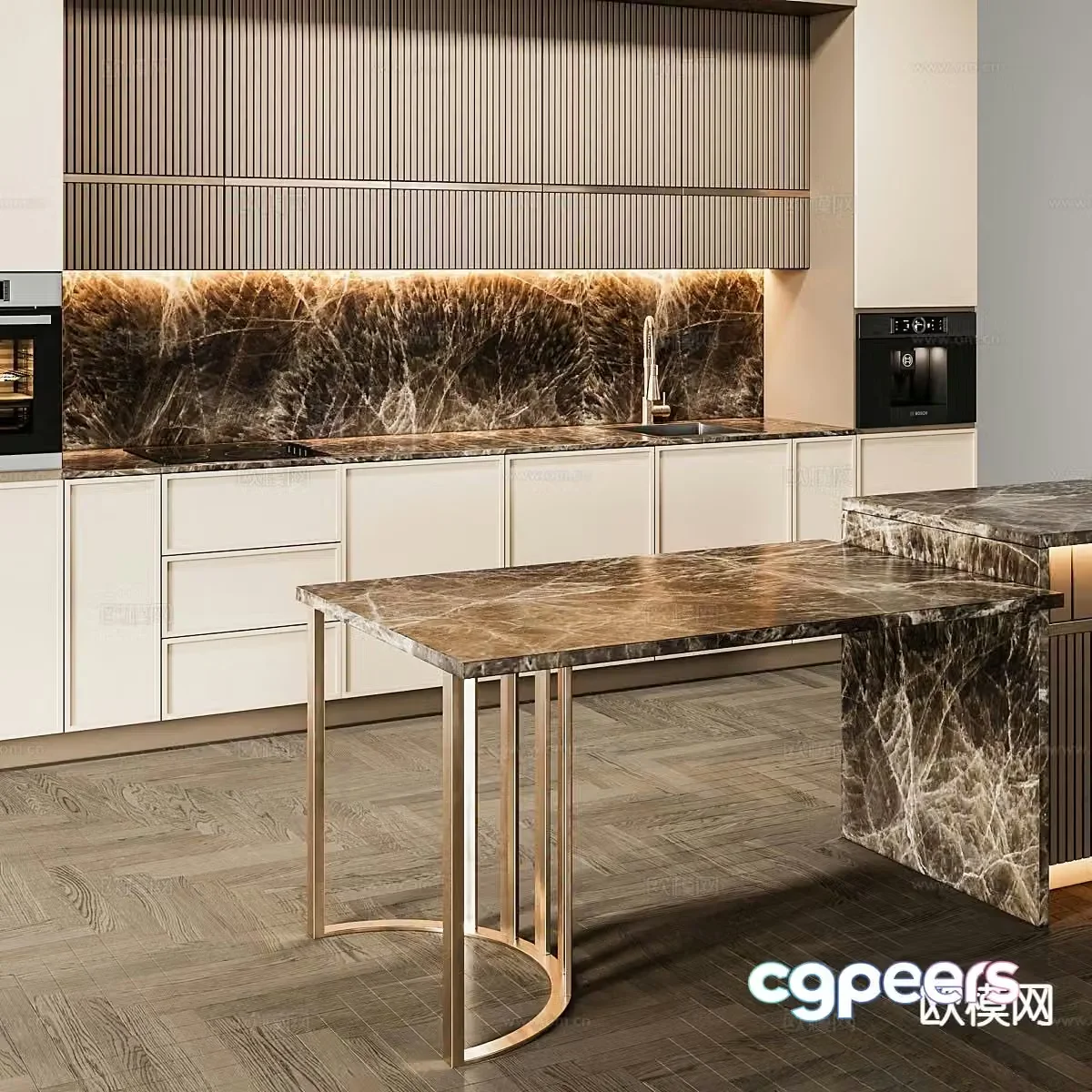 Marble island cabinet 3d model