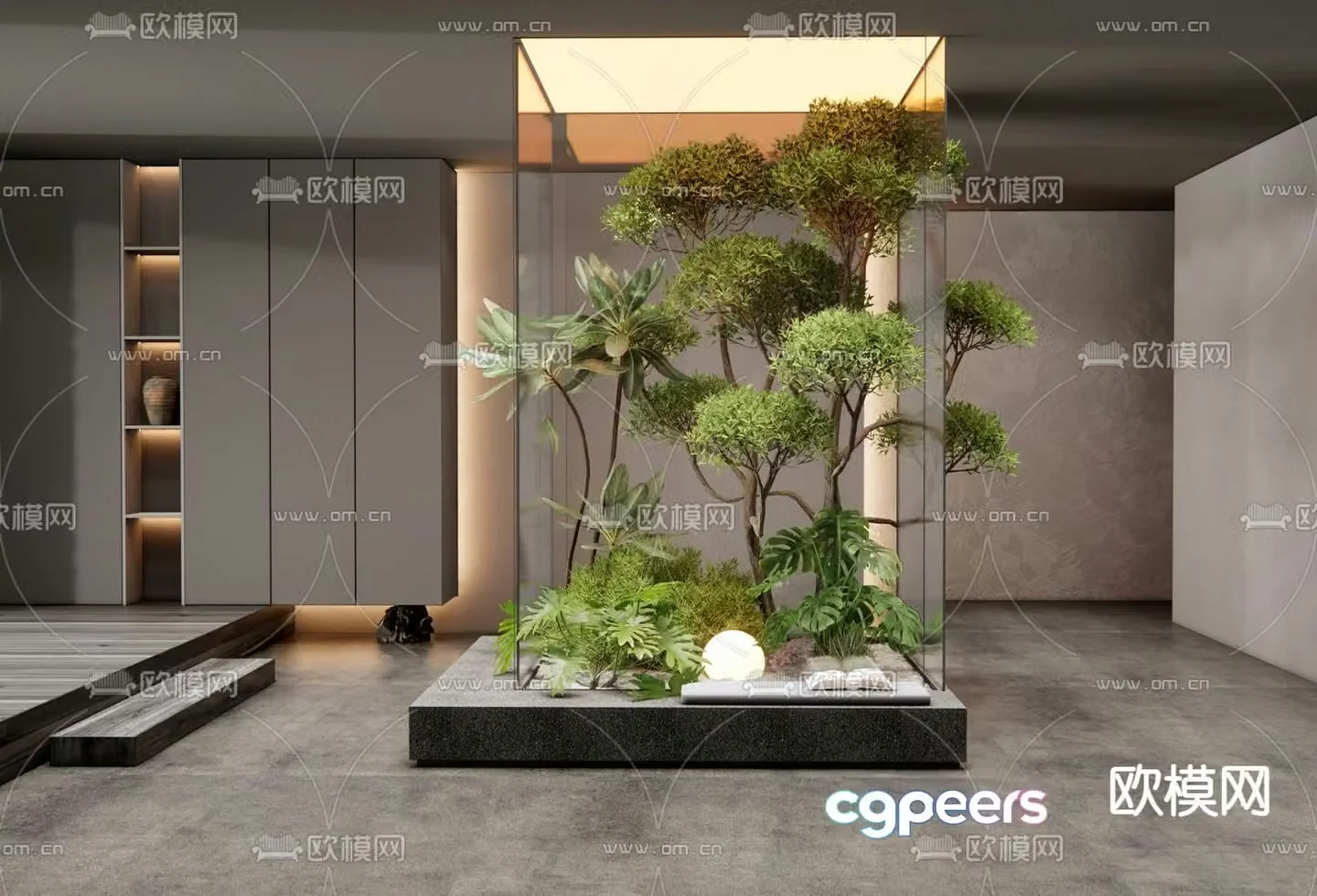 Indoor landscape plant landscaping glass cover 3d model