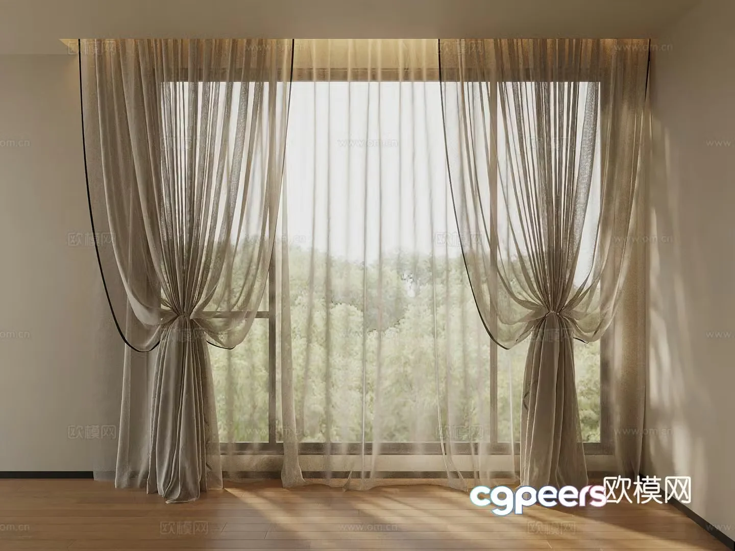 Modern curtain gauze curtain 3d model
