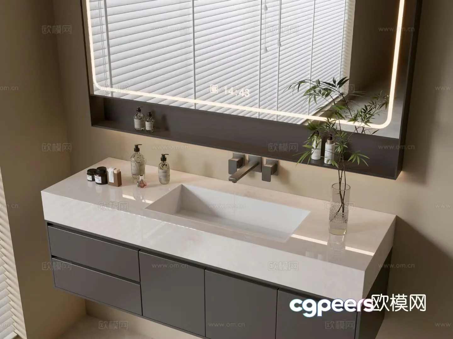 Modern bathroom cabinet bathroom basin bathroom ornaments mirror cabinet sink 3d model