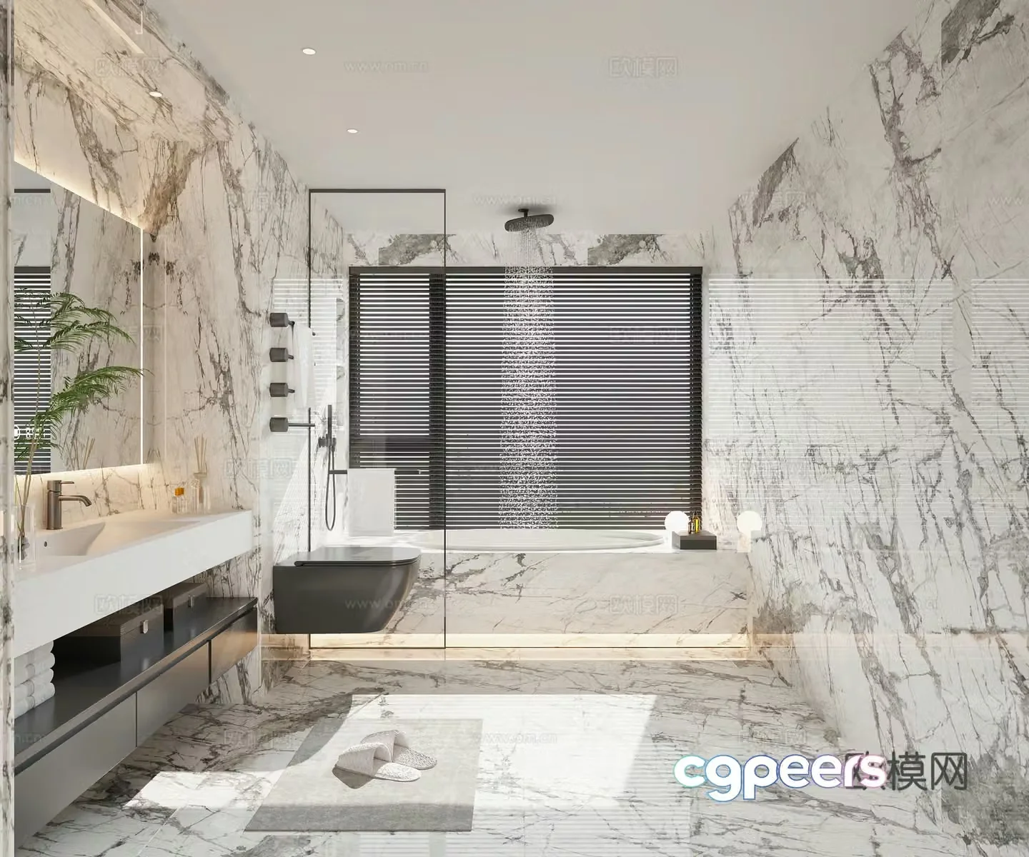 Light luxury bathroom bathroom 3d model