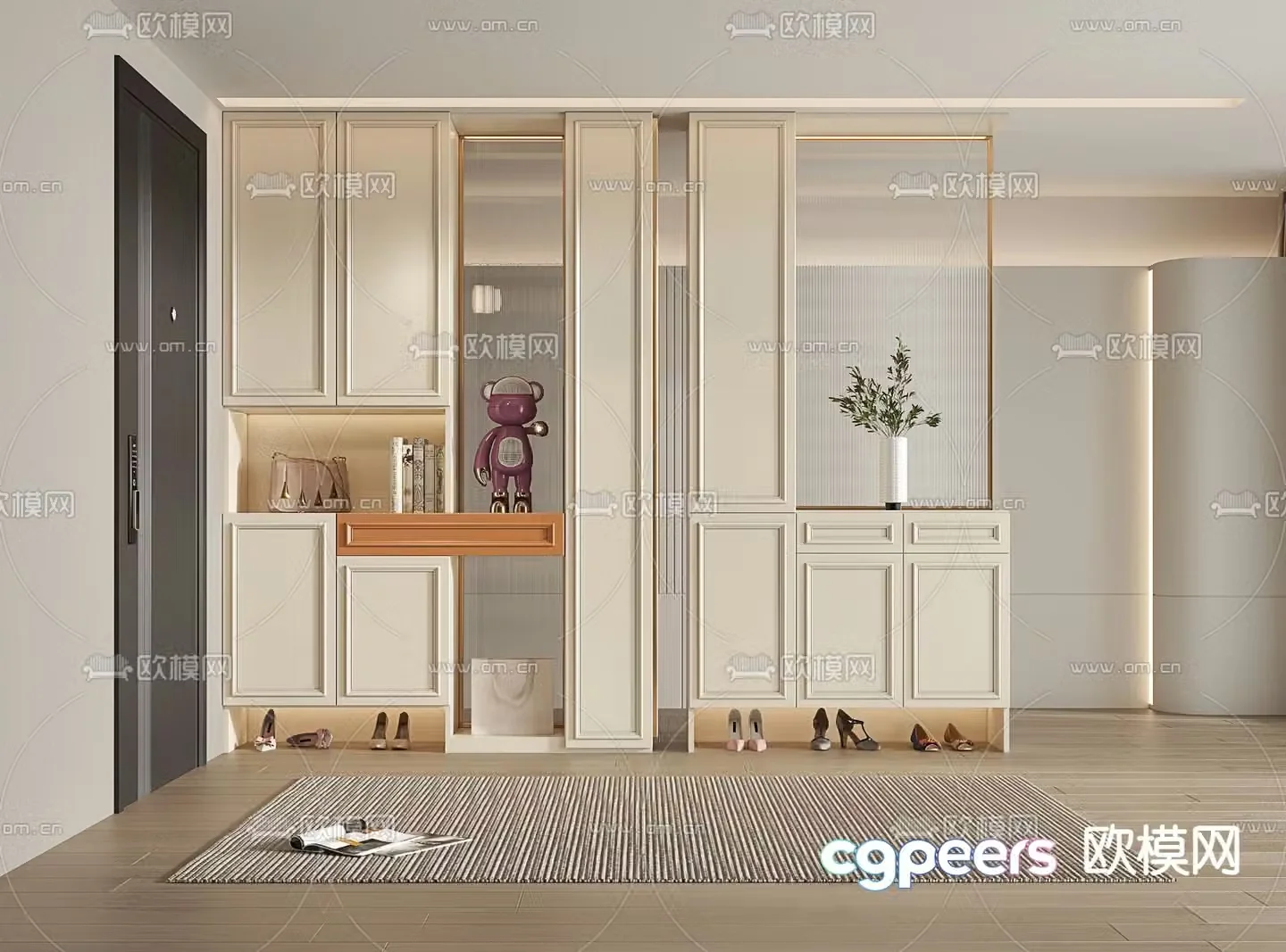 Entrance shoe cabinet partition 3d model