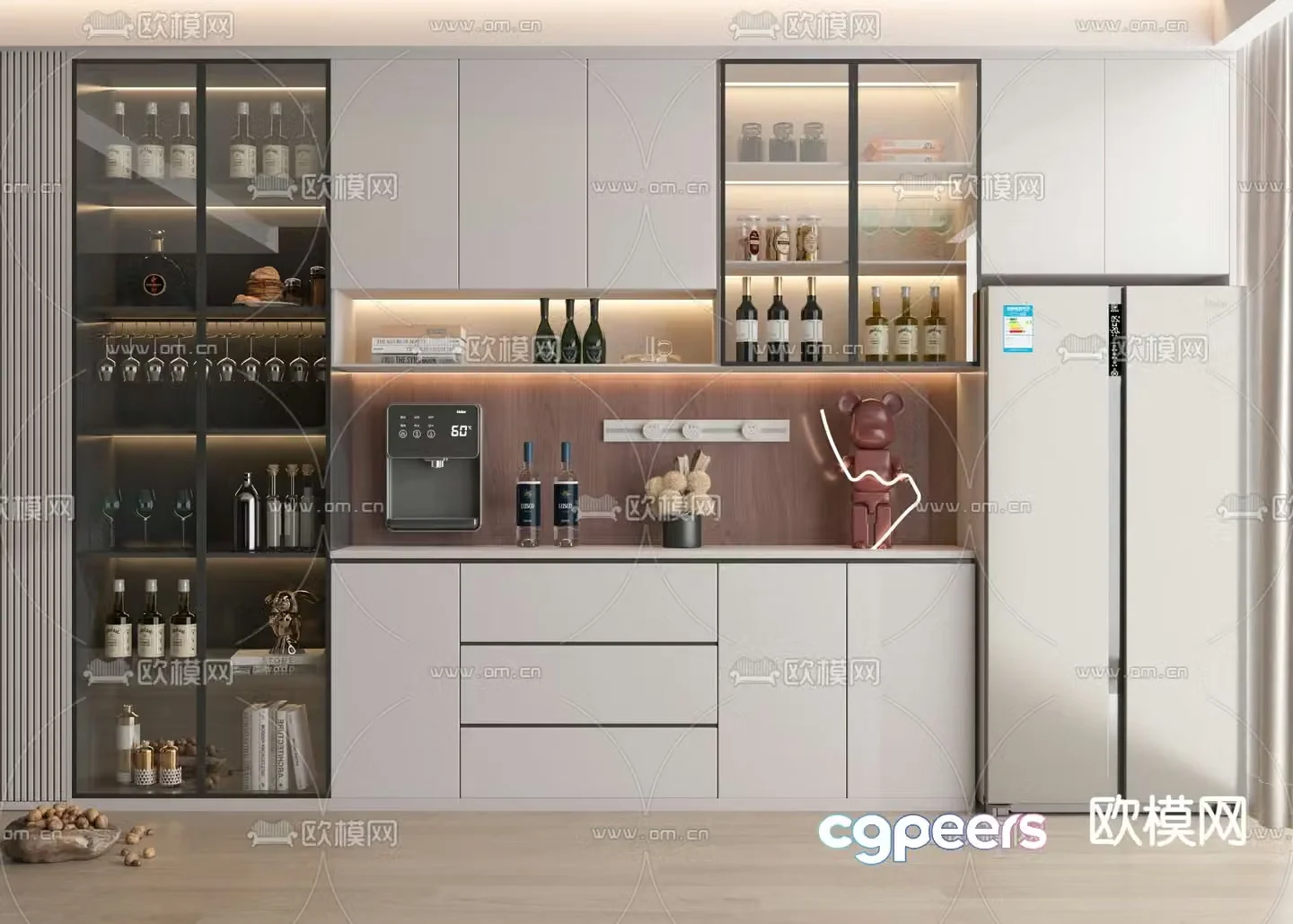 Modern wine cabinet sideboard 3d model