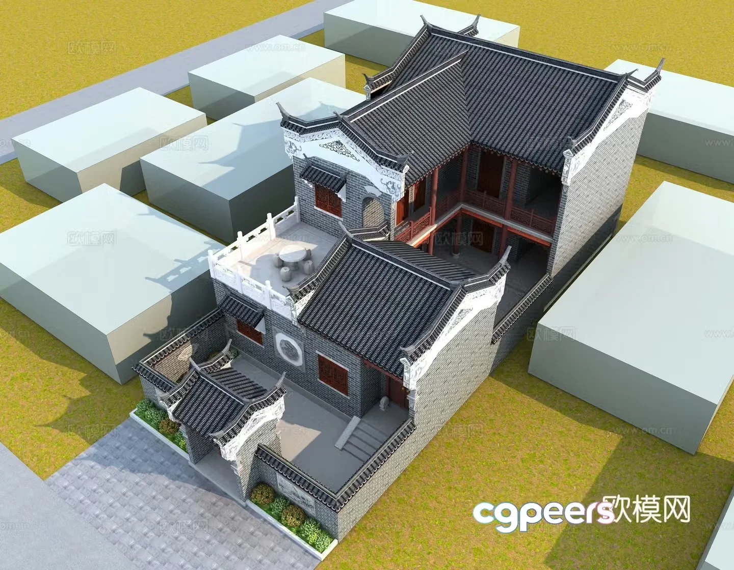 Chinese courtyard villa 3D model