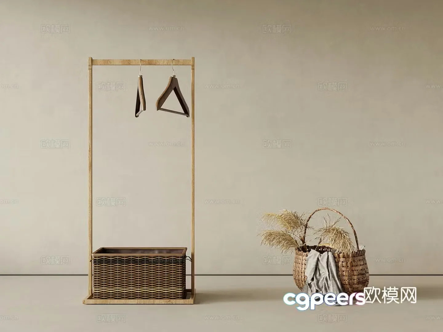 01 Clothes Hanger Wasabi Wind Clothes Hanging Clothes Rod 3D Model