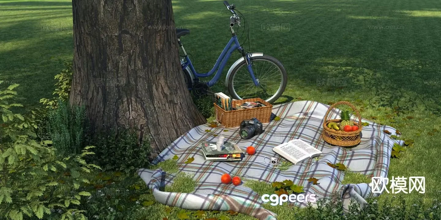 camping bicycle picnic camping equipment 3d model