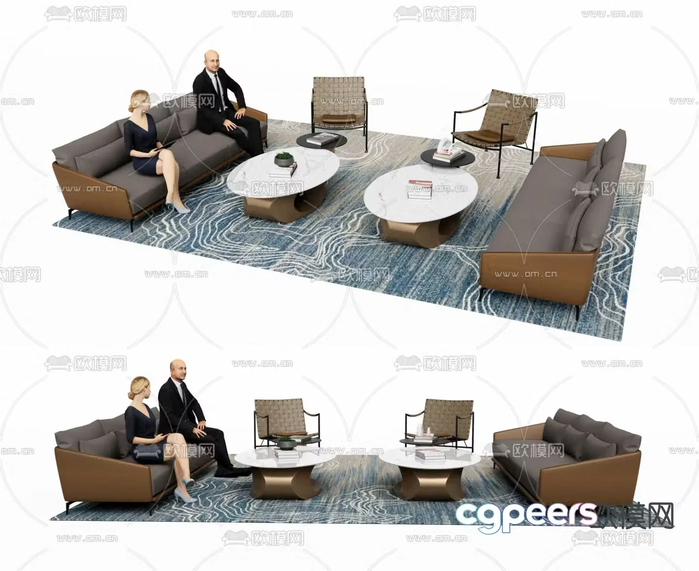 Office sofa modular sofa 3d model