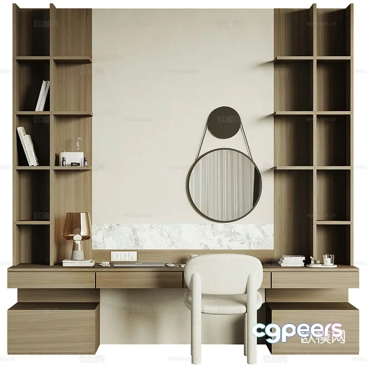Modern Italian minimalist wardrobe dressing table 3D model
