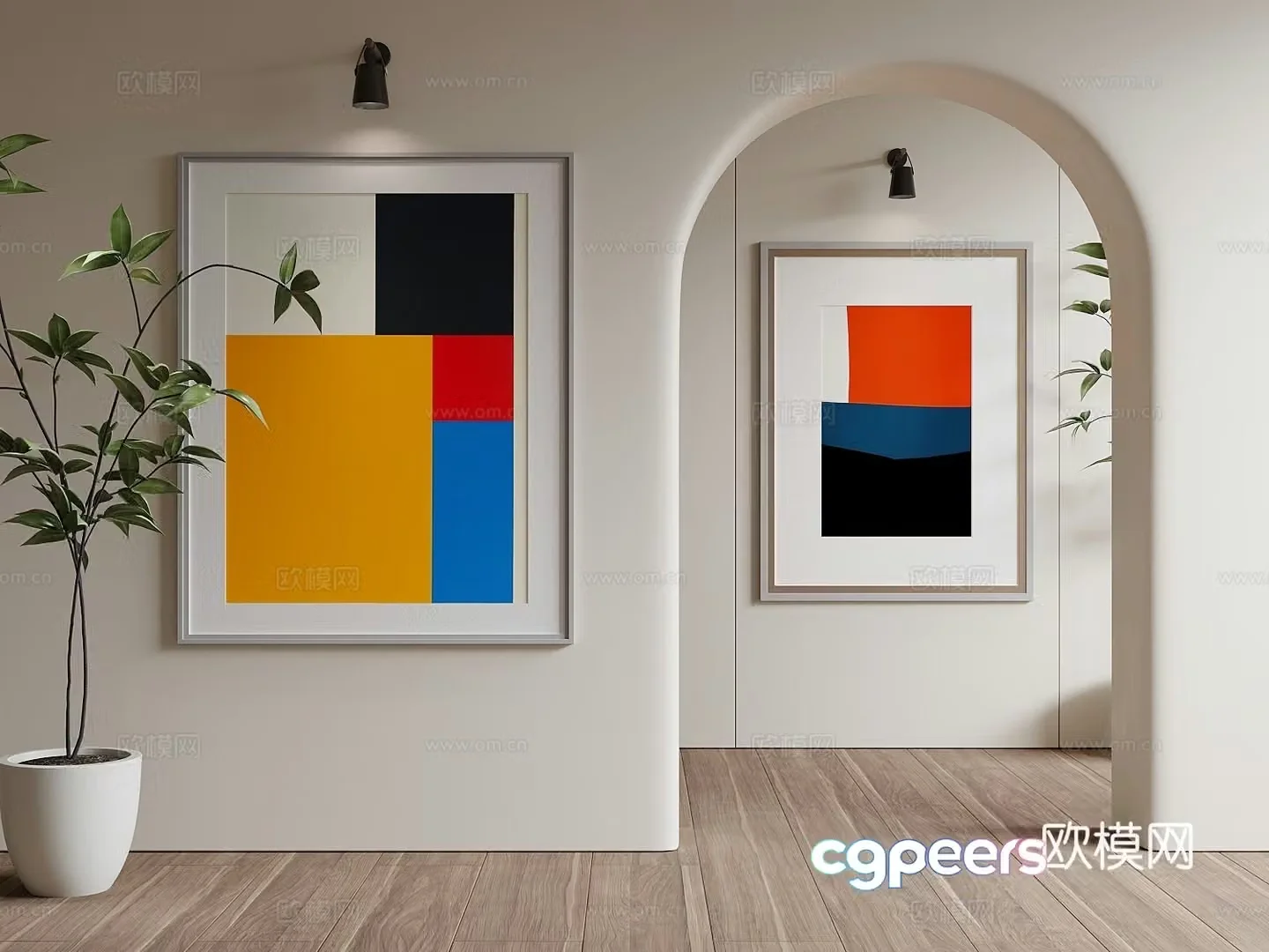 Modern hanging painting decorative painting 3d model
