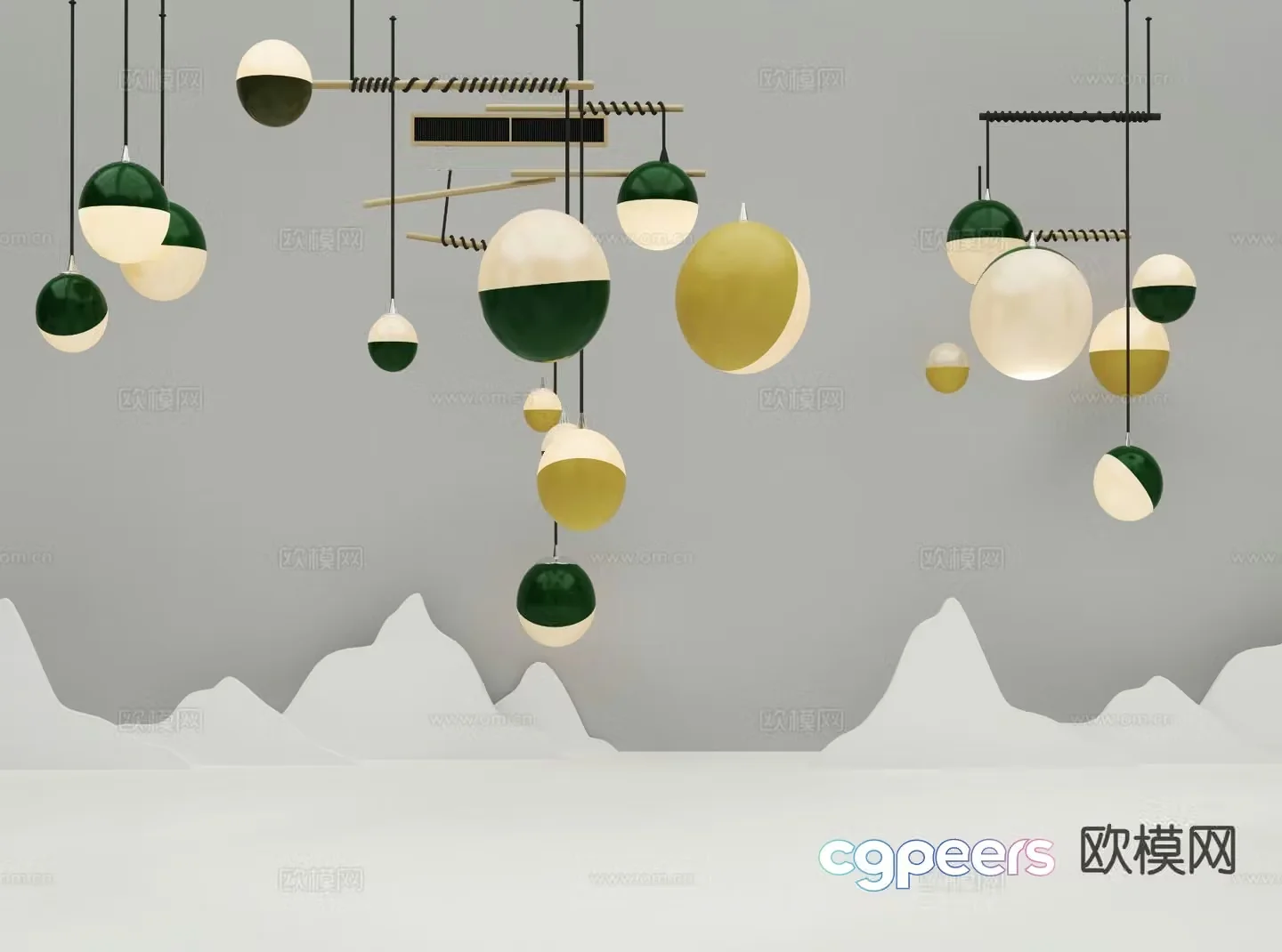 Modern spherical chandelier 3d model