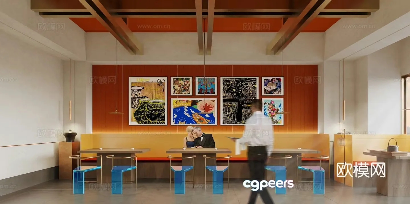 Restaurant booth area 3D model